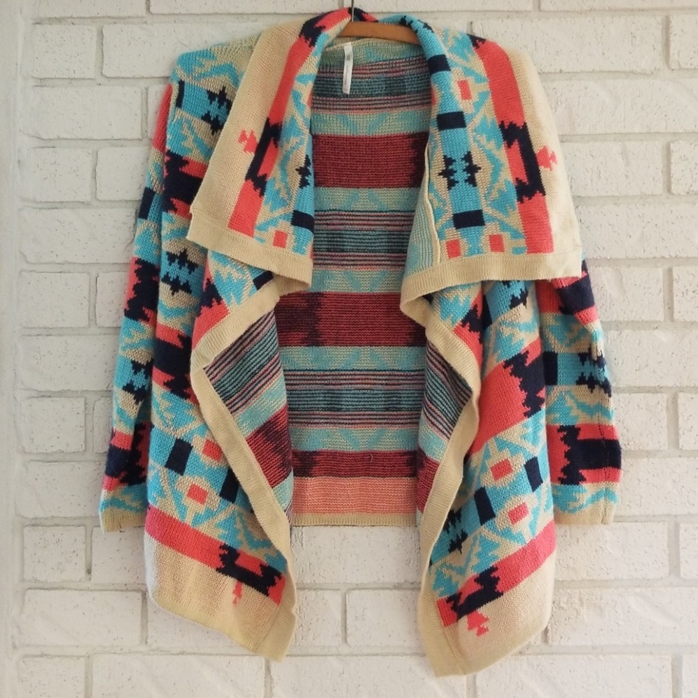 Aztec Drapey Cardigan Sweater